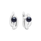 Cercei argint cu perle naturale negre si tortite DiAmanti SK25214EL_B-G